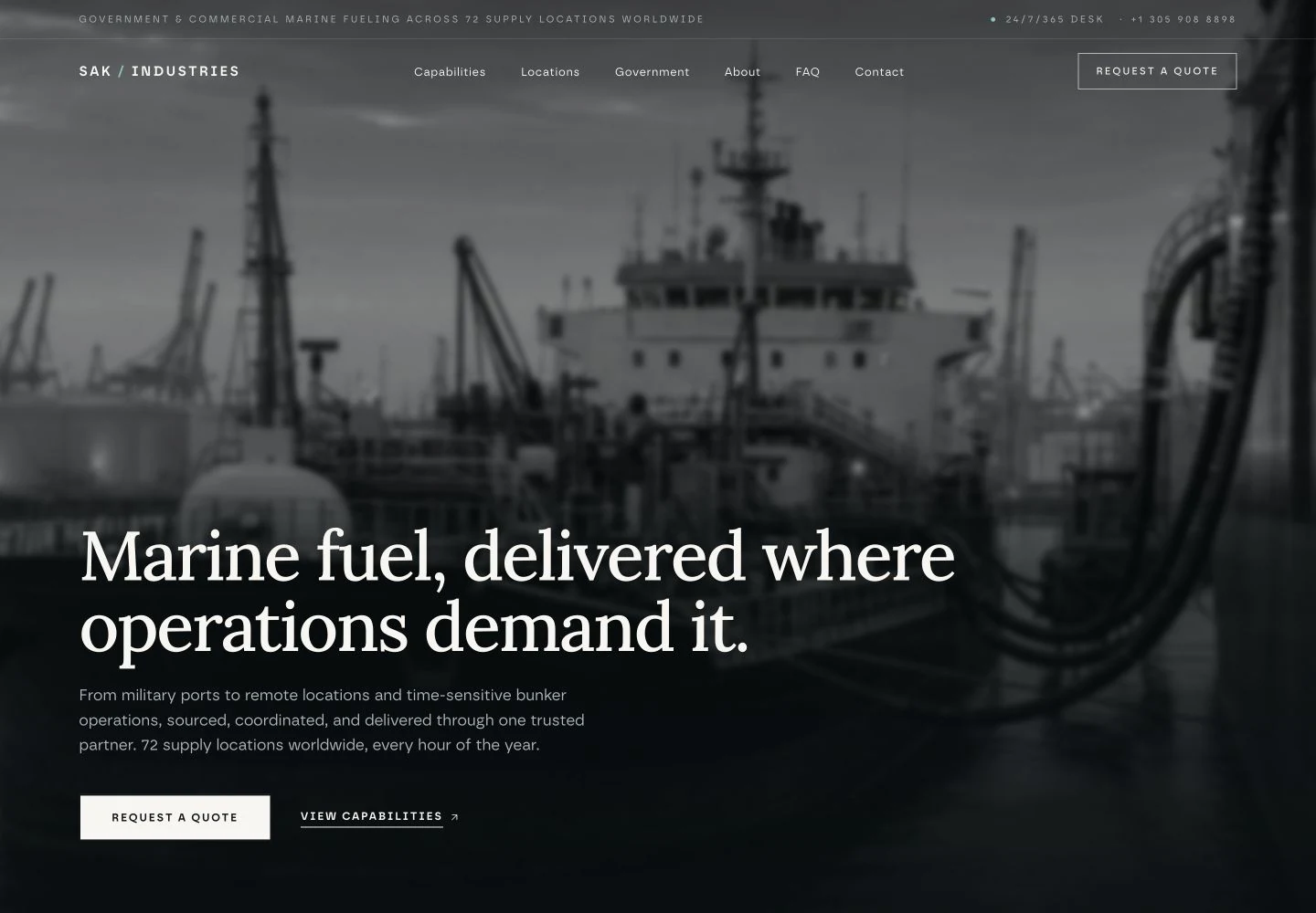SAK Industries desktop website